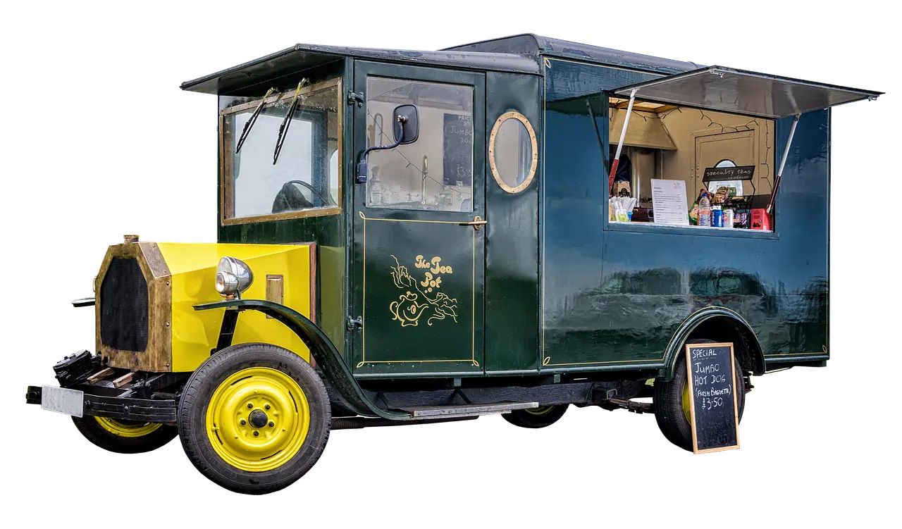 antique car, classic, automobile, vehicles, old, snack, hot dog, kiosk, foot truck, truck, food, meal, hunger, coffee, green, old vehicle, transporter, vintage car automobile, stre. Food truck permit for festivals: temporary event vending rules