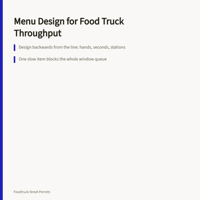 Card on food truck menu design built around line throughput. Reviewing food truck products: strengths, gaps and a verdict