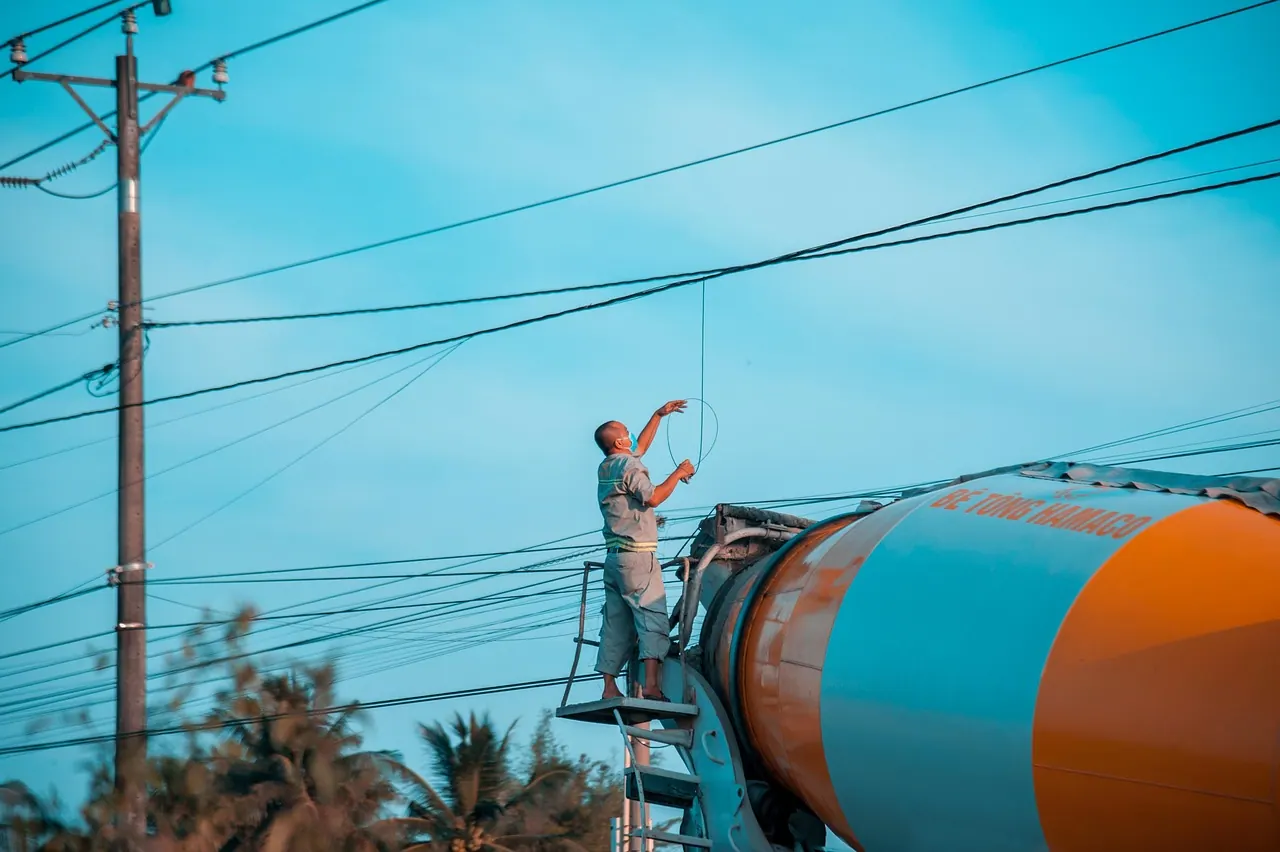 worker, nature, tank truck, cables, work, electrical wires, sky, truck, concrete mixer, construction, street, city. How to write a food truck business quote, with pricing examples