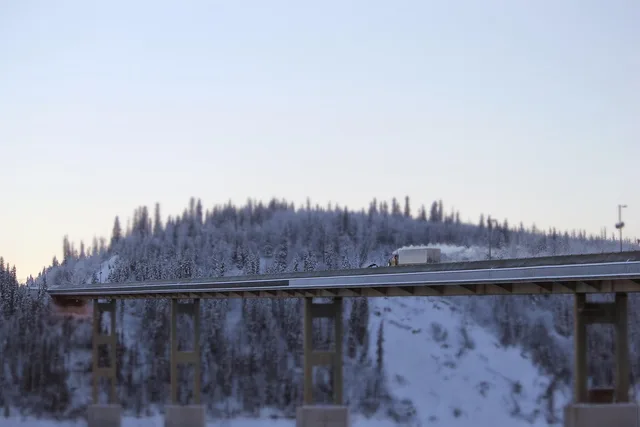winter, nature, mountain, truck, road, bridge, blue truck. Winterising a food truck Canada: Prairie and Atlantic guide